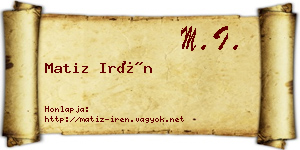 Matiz Irén névjegykártya